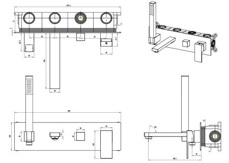 Смеситель для ванны Boheme встроенный Qubic Copper Brushed 474-2-CB