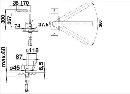 Смеситель Blanco FONTAS II 525147 жемчужный гранит для мойки