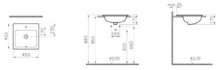 Vitra S20 5463B003-0001 раковина врезная сверху 45 см