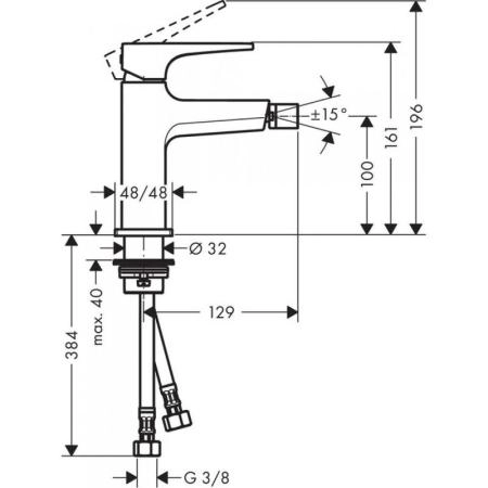 Hansgrohe 32520140 Metropol Смеситель для биде, Push-Open шлифованая бронза