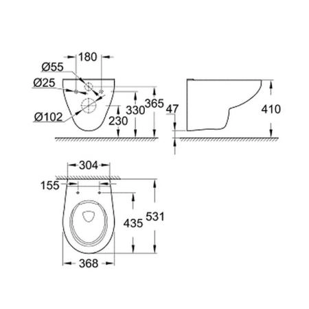 Унитаз Grohe Bau Ceramic 39427000 подвесной безободковый