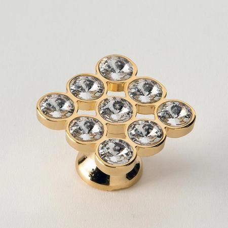 EBAN Strass Swarovski*9, ручка-кнопка для мебели, цвет: золото+Swarovski (9стразиков)