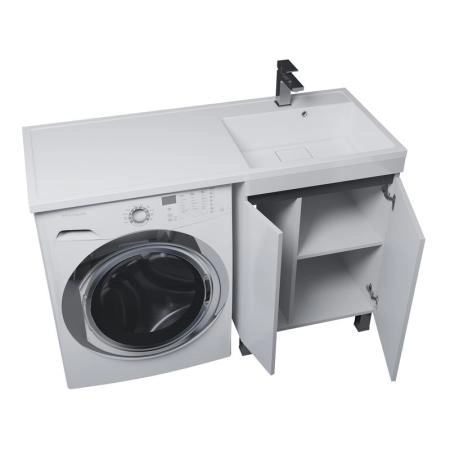 Тумба под стиральную машину Uperwood Magenta, 50 см, напольная, белая/графит, с дверцами
