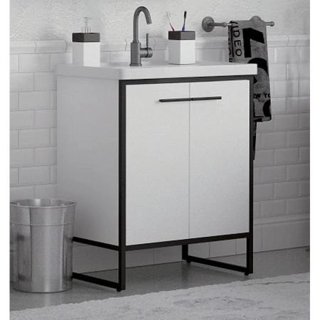 Тумба под раковину Corozo Айрон 60, черный/белый