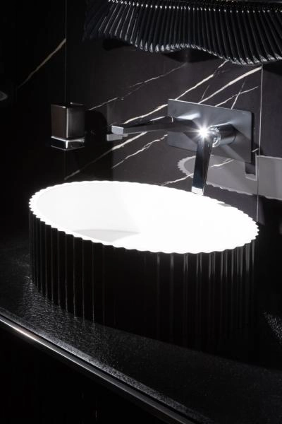 Раковина Boheme Canale рифл глянец чёрный 878-B