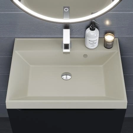 Раковина кварцевая Uperwood Classic Quartz 60 см, бежевая матовая, лён