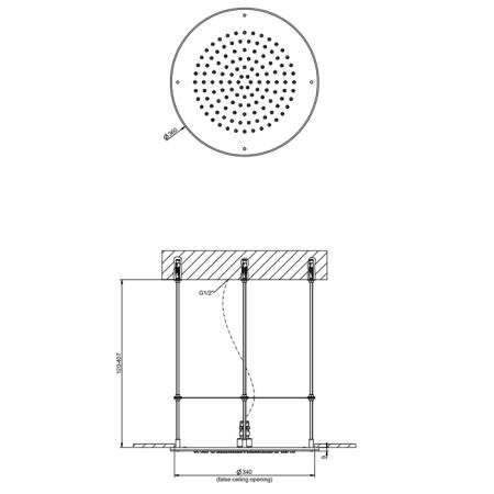 Gessi Emporio shower Верхний душ Ø36см., TONDO, потолочный, цвет: Mirror Steel