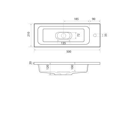 Раковина Uperwood Modul 50 см, прямоугольная