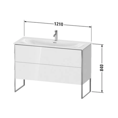 Duravit XSquare Тумба с раковиной 121х59.2x47.8см., напольная, 2 яшика, встроенные ножки с регулировкой по высоте, цвет: Nordic White SaM