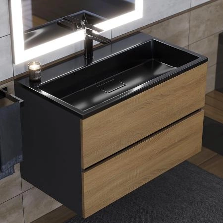 Раковина для ванной Uperwood Barsa 80х45х14,5 см, черный глянец