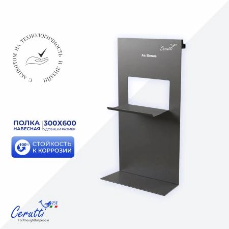 Полка навесная для ограждений и душевых кабин Ceruttispa ALLESA GG графит
