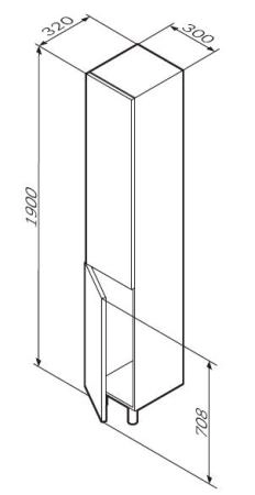 Шкаф колонна Am.Pm Gem M90CSL0306WG 35 см напольный,цвет белый глянец,левый