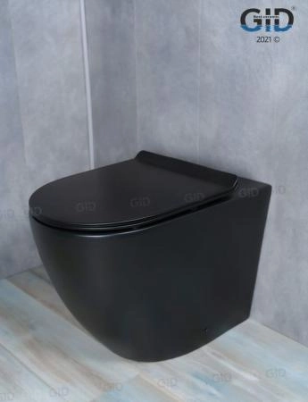 Унитаз Gid TRS-269BM 56 см приставной безободковый микролифт черный матовый