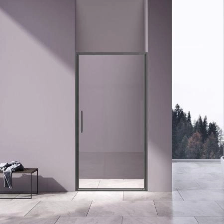 Душевая дверь Vincea Slim 8mm VDP-4SL100CLGM, вороненая сталь, стекло прозрачное
