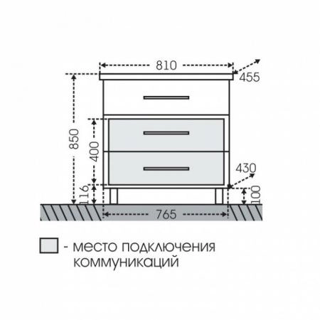 Тумба под раковину СаНта Омега 80 207006, напольная (3 ящ.)