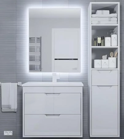 Тумба под раковину для ванной Uperwood Modul 65 см, подвесная, глянцевая, белая