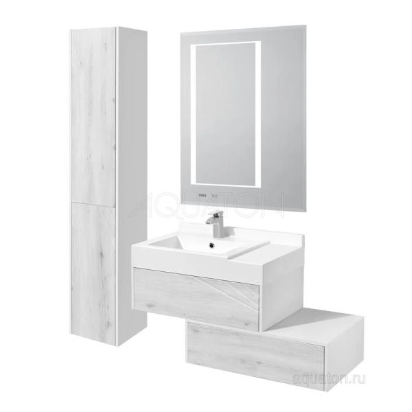 Комод Aquaton Сакура 1A236603SKW80 80 с ящиком,ольха наварра/белый глянец