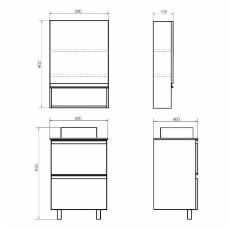 Зеркало-шкаф Comforty Эдинбург-60 00-00002043 бетон светлый