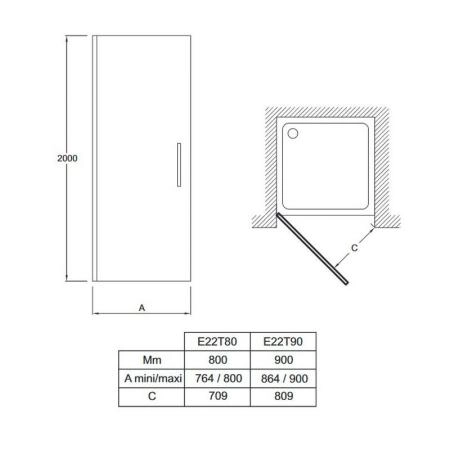Душевая дверь Jacob Delafon CONTRA E22T90-GA 90 см