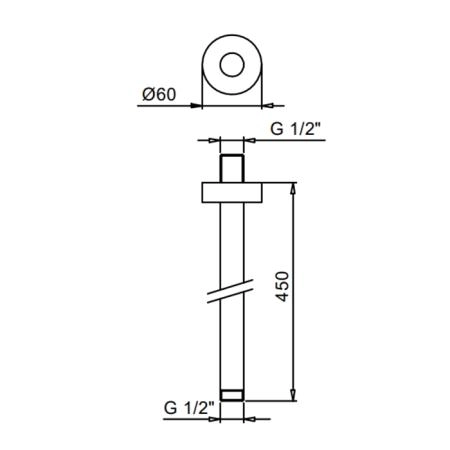 Fantini Icona Classic Кронштейн для душевой лейки, 45 см, потолочный, цвет: Matt Copper PVD