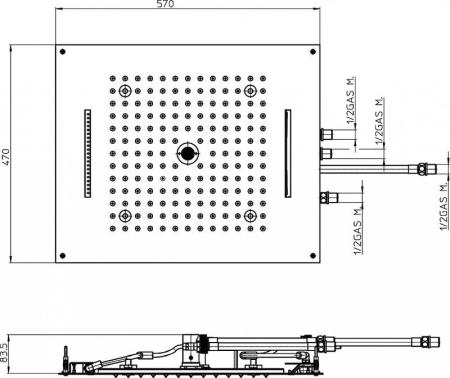 Верхний душ Bossini Dream H38935.030 570x470 мм, 3 режима, 4 светодиода LED RGB, хром