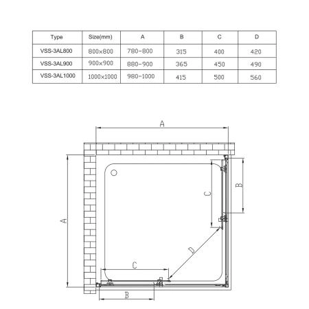 Душевой уголок Vincea Alpha VSS-3AL100CL, 1000*1000, хром, стекло прозрачное
