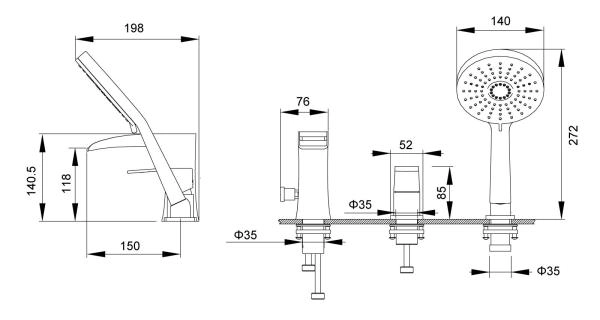 Смеситель для ванны Timo Lumi (4210/00Y chrome) каскадный