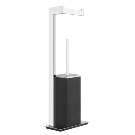 Gessi Rettangolo Стойка с держателем 61.4см., для туалетной бумаги и ершиком, напольная, цвет: хром/черный