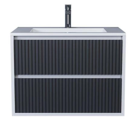Тумба под раковину Uperwood Next Premium подвесная, 70 см, белая/графит, 2 ящика