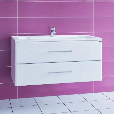 Тумба под раковину СаНта Омега 100 207028, белая (ум. Elen100 литой мрамор) подвесная