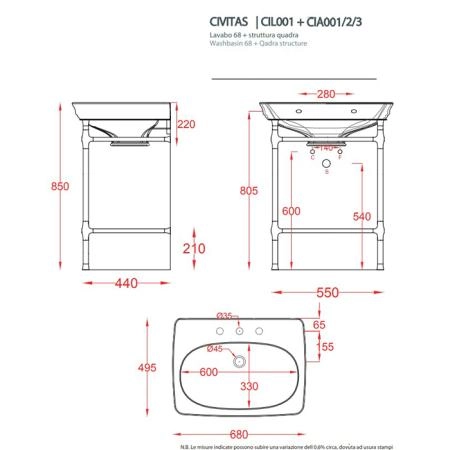 Artceram Civitas Металическая структура Quadra 55х44хh80,5см, напольная, цвет: хром