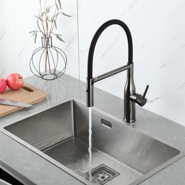 Смеситель GAPPO G4098-29 для кухни с гибким изливом, оружейная сталь