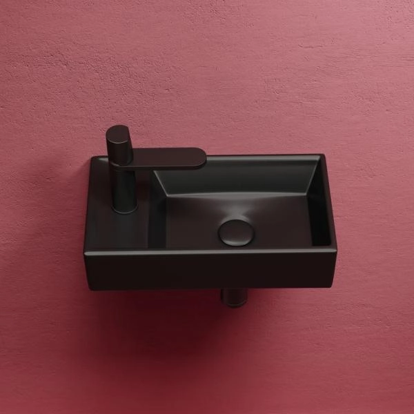 Умывальник подвесной прямоугольный (чаша справа, отверстие под смеситель слева) цвет черный матовый Element 407x217x100