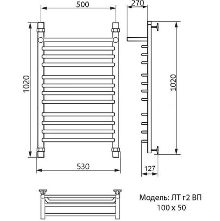 Полотенцесушитель водяной Ника Trapezium ЛТ г2 ВП 100/50