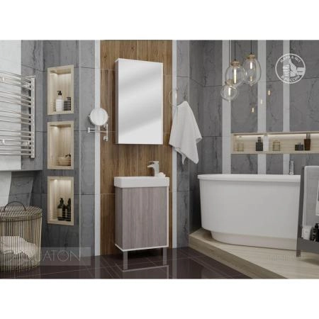 Тумба под раковину Aquaton Эмма 1A221601EAD80 белого/дуб наварра дуб