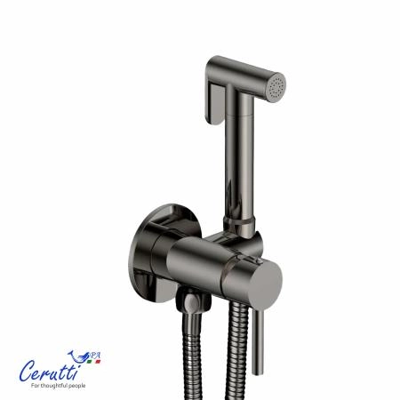 Смеситель с гигиеническим душем Ceruttispa Брайс SHGR (BRAIES CHGR) из латуни с шлангом 120 см, цвет серый
