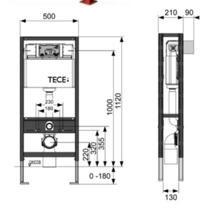 TECEbase модуль для установки унитаза, двойная рама, высота h1120мм