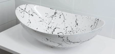 Раковина накладная Marko Ореол Белый Мрамор 578мм*380мм*160мм