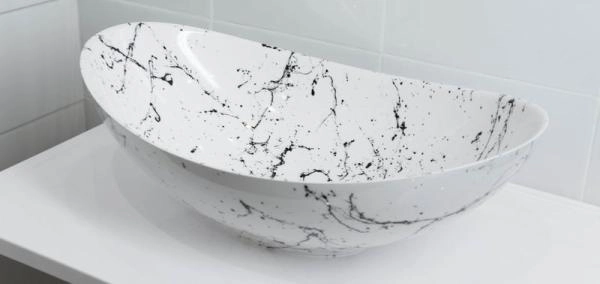 Раковина накладная Marko Ореол Белый Мрамор 578мм*380мм*160мм