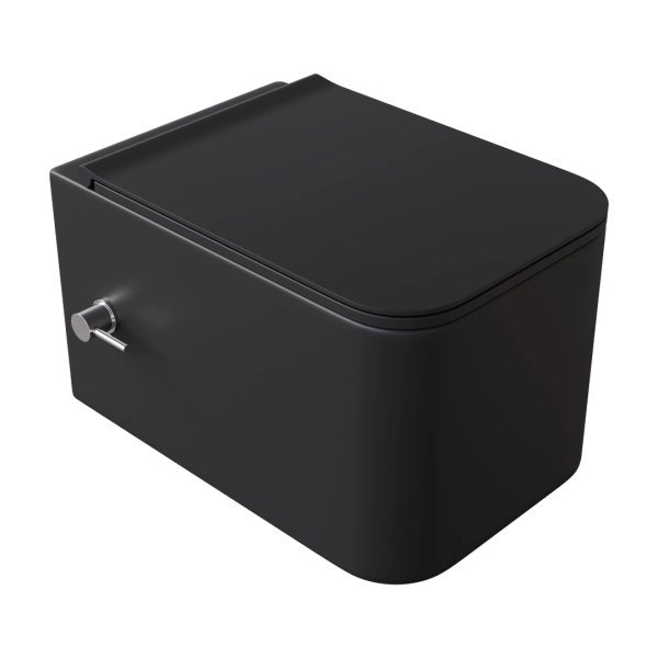 унитаз подвесной Boheme с функцией биде, Mane Черный матовый c крышкой 970-SET-2-B