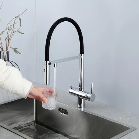 Смеситель GAPPO G4397-80 для кухни с гибким изливом и подключением фильтра, хром