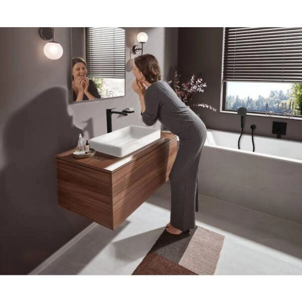 Смеситель Hansgrohe 75042670 Vivenis для свободностоящей раковины 251 мм, гладкий черный матовый