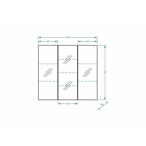 Зеркало-шкаф Stella Polar Парма 75, 3 дв.