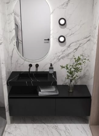 Столешница моноблок Boheme FLAT NERO MARQUINA (810*452*80) 859-080-NM