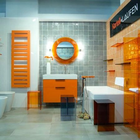 Laufen Kartell Зеркало круглое d=78см, настенное, без подсветки, цвет: оранжевый
