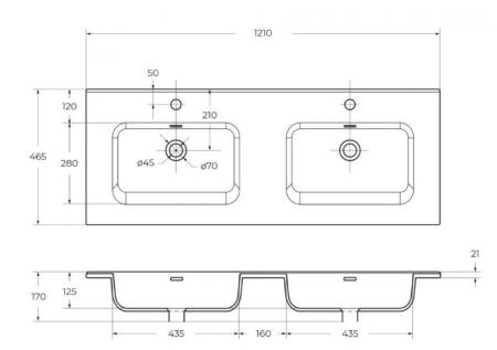 керамическая Раковина Белый 1210х460 мм BB1200ETL