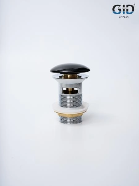 Донный клапан Gid  с переливом Bl100-1 72202K черный глянцевый 7x7x10
