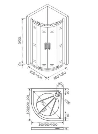 Душевой уголок GOOD DOOR GALAXY R-TD-90-C-B 90x90 прозрачное