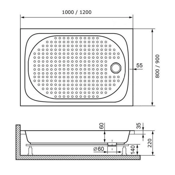 Душевой поддон прямоугольный RGW LUX/TN 900x1200 16180292-21 акрил