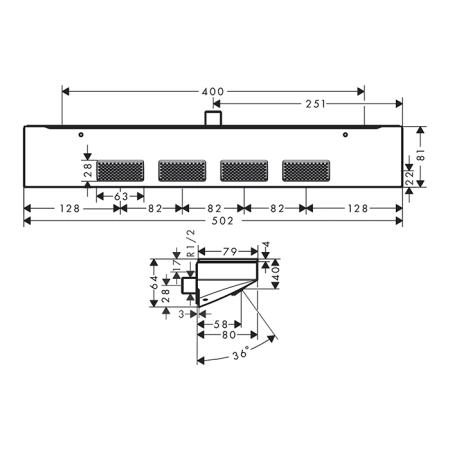 Hansgrohe Rainfinity Боковой/верхний душ 502х81мм с полкой, цвет: хром